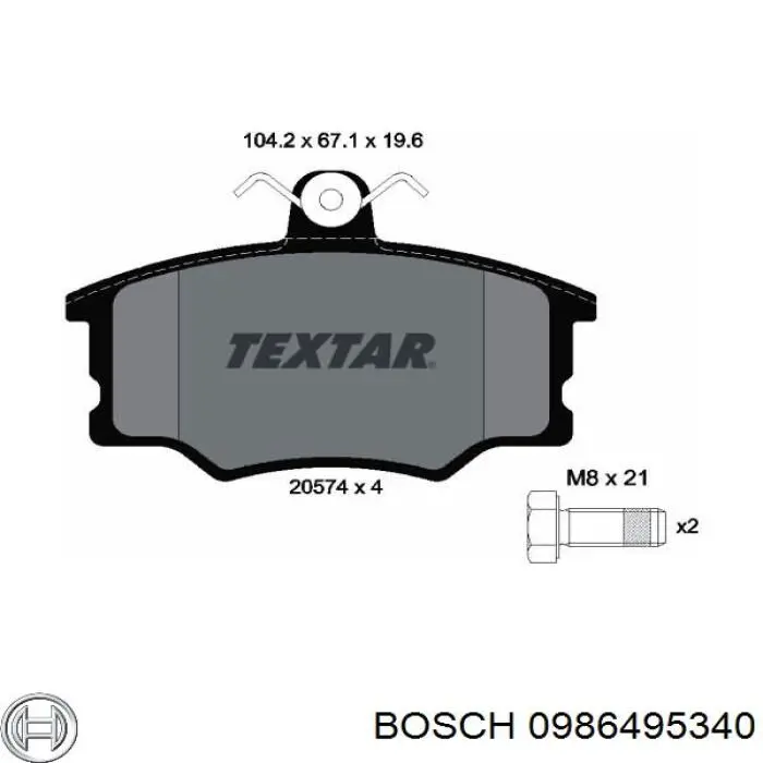 Передние тормозные колодки 0986495340 Bosch