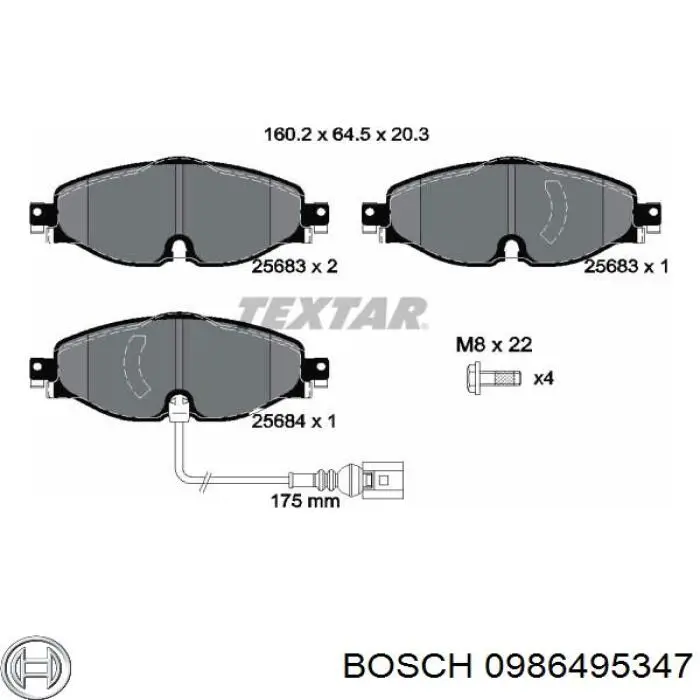 Колодки Bosch 0986495347 цена, от 42.88 USD