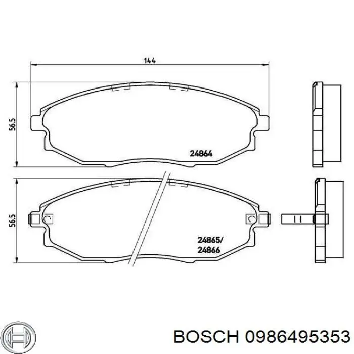 Колодки гальмівні передні, дискові 0986495353 Bosch