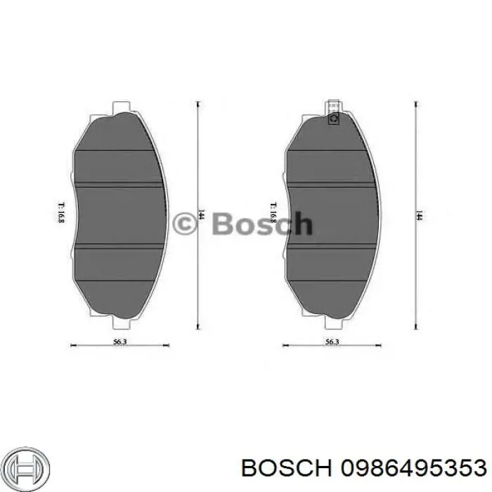 Колодки гальмівні передні, дискові 0986495353 Bosch