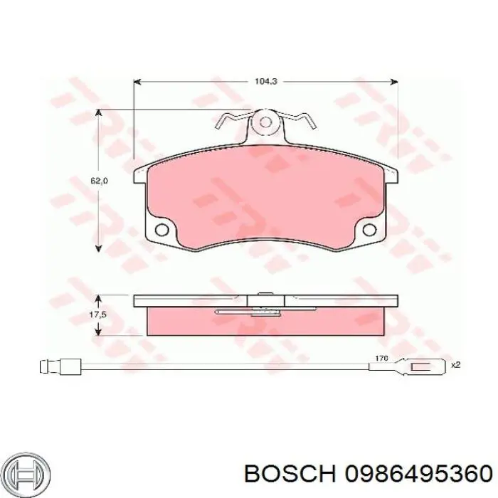 0986495360 Bosch Колодки передние