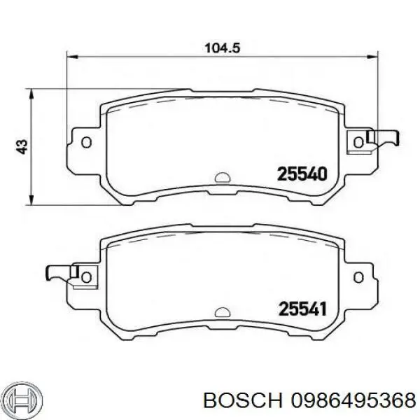 0986495368 Bosch sapatas do freio traseiras de disco