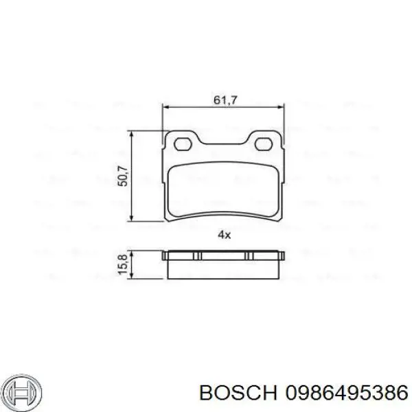 0986495386 Bosch колодки тормозные задние дисковые