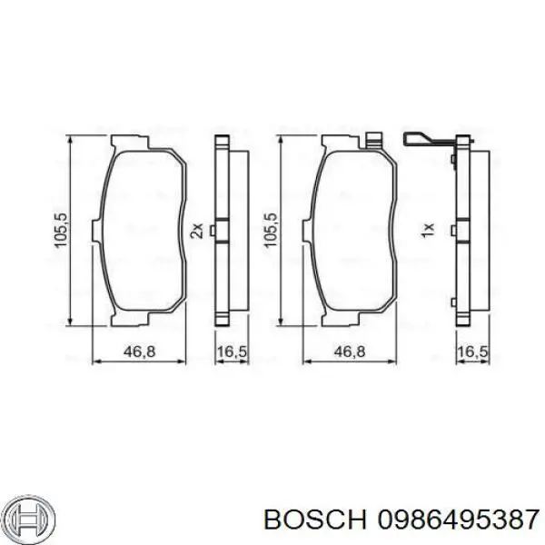 0986495387 Bosch sapatas do freio traseiras de disco