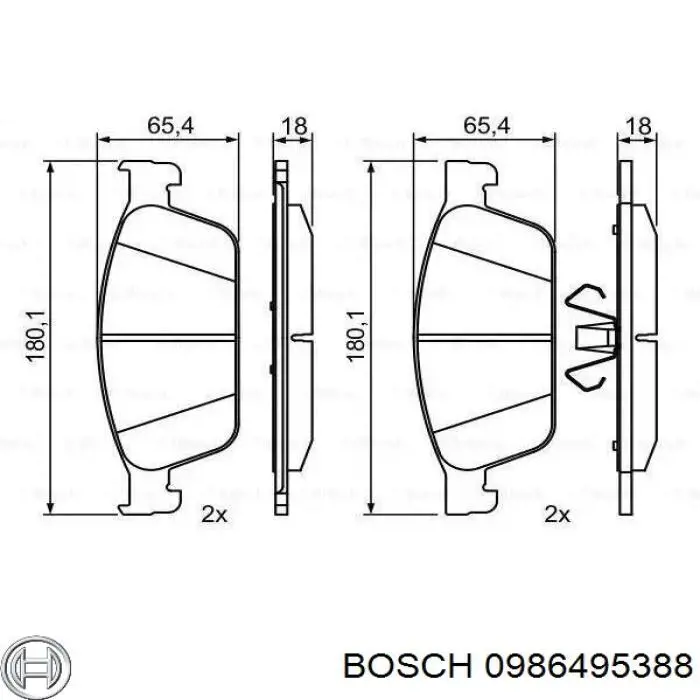 0986495388 Bosch sapatas do freio dianteiras de disco