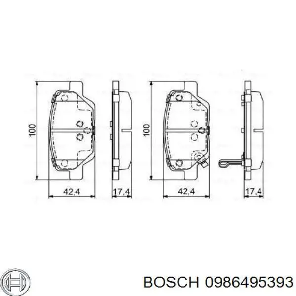 0 986 495 393 Bosch sapatas do freio traseiras de disco