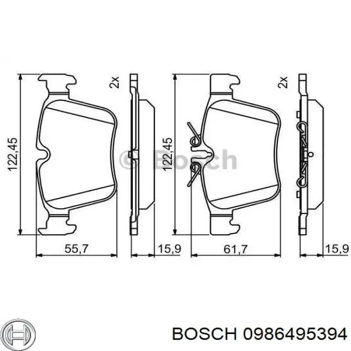 Задние тормозные колодки 0986495394 Bosch