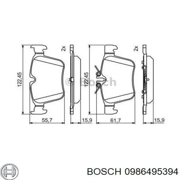 Pastillas de freno traseras 0986495394 Bosch