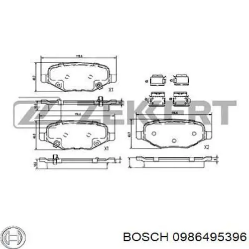 Задние дисковые колодки Bosch 0986495396