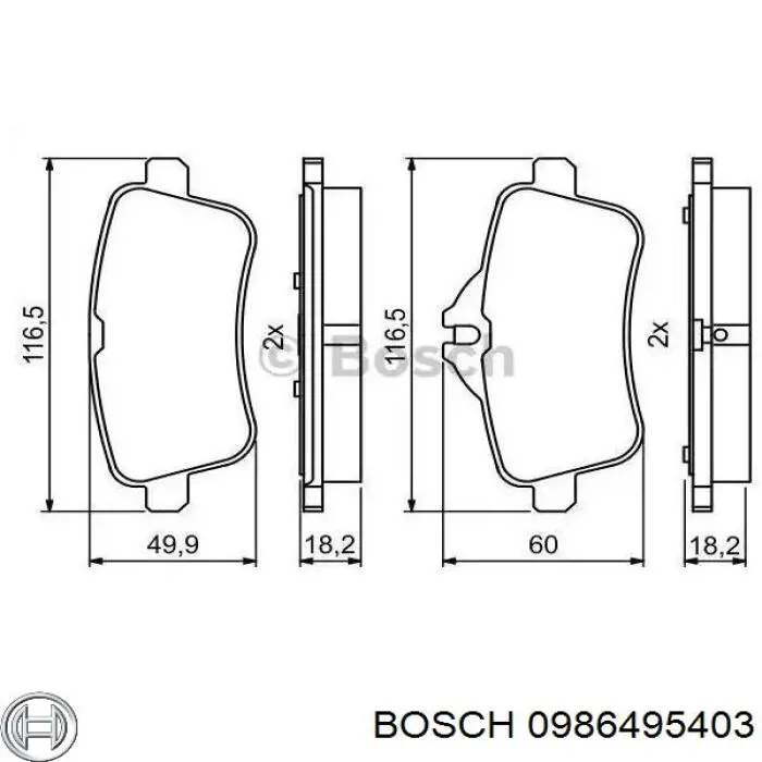 0986495403 Bosch sapatas do freio traseiras de disco