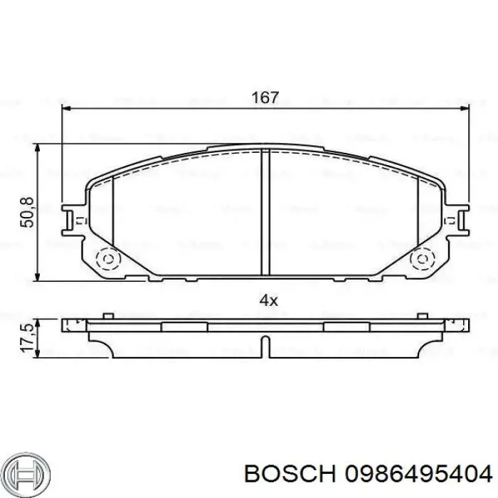 0986495404 Bosch sapatas do freio dianteiras de disco