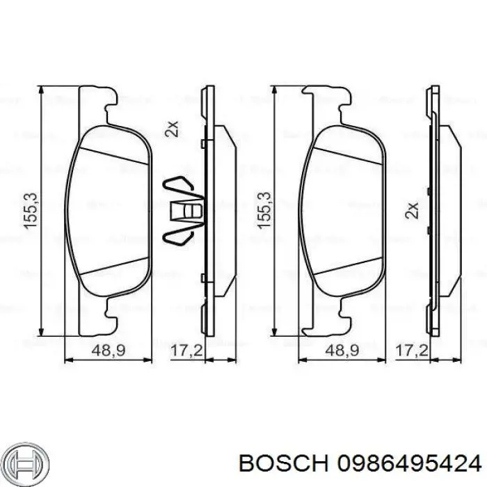 Передние тормозные колодки 0986495424 Bosch