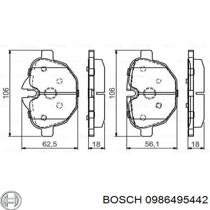 Задние тормозные колодки 0986495442 Bosch