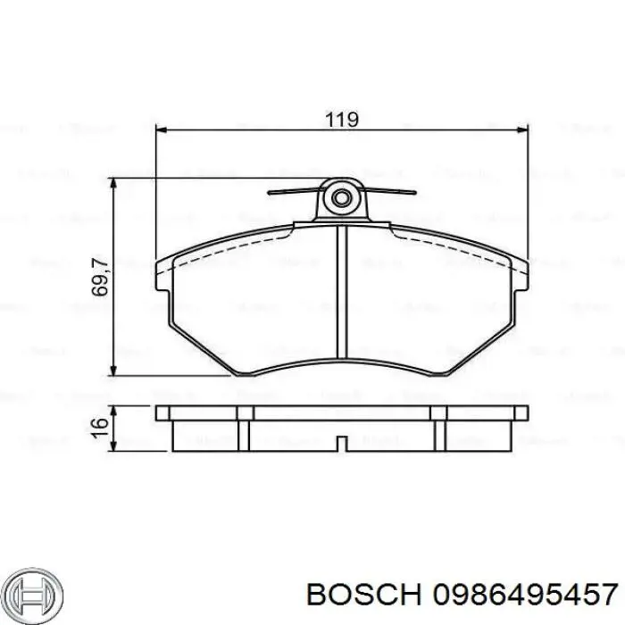 Передние тормозные колодки 0986495457 Bosch