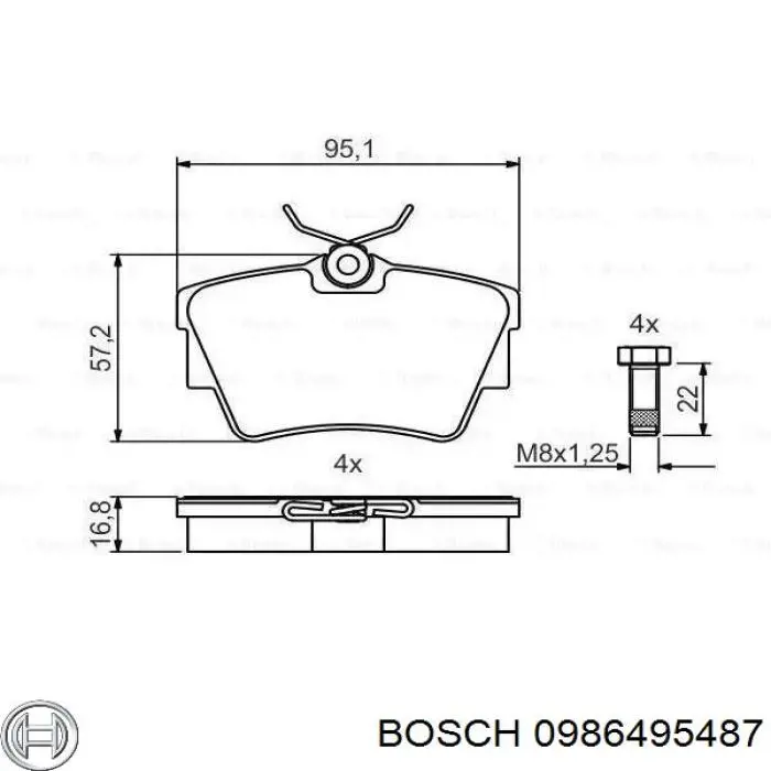 0986495487 Bosch sapatas do freio traseiras de disco