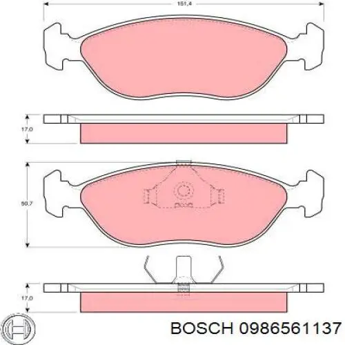 0 986 561 137 Bosch колодки тормозные передние дисковые