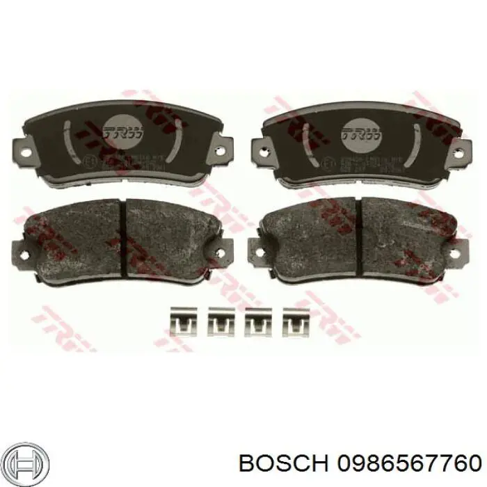 0 986 567 760 Bosch колодки тормозные передние дисковые