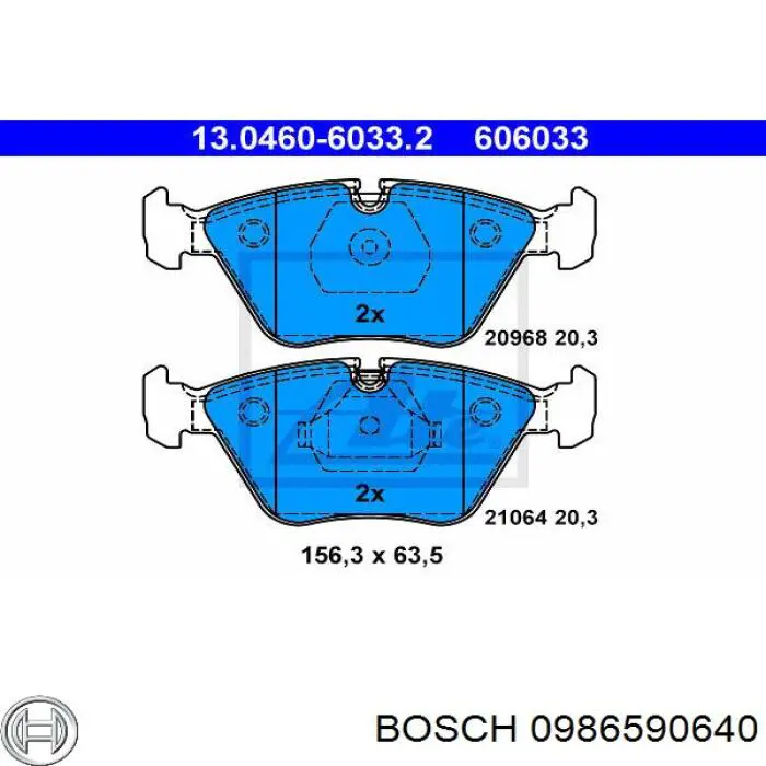 Pastillas de freno delanteras 0986590640 Bosch