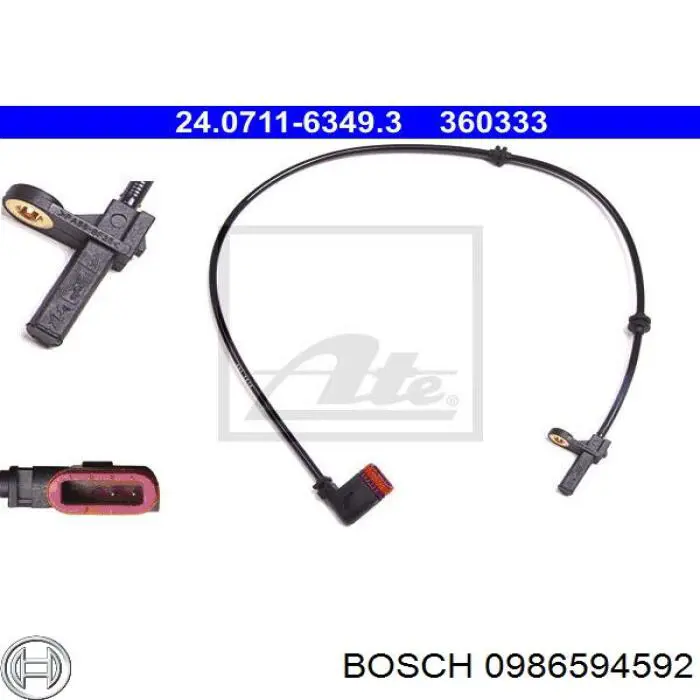 Датчик АБС (ABS) задний BOSCH 0986594592