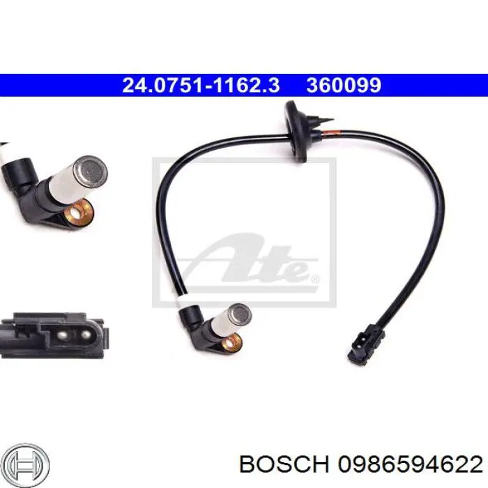 Датчик АБС (ABS) задний Bosch 0986594622 цена, от 23.60 USD