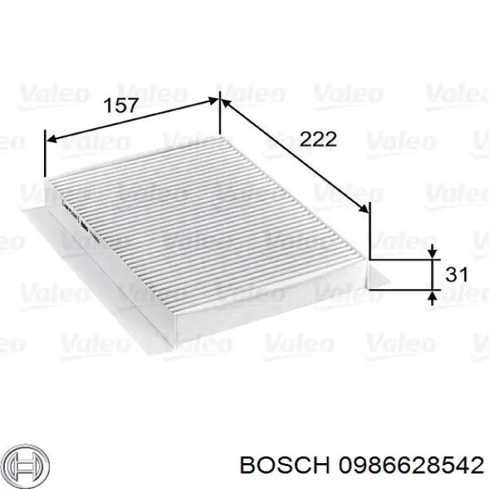 Купить 0986628542 Bosch Фильтр салона угольный