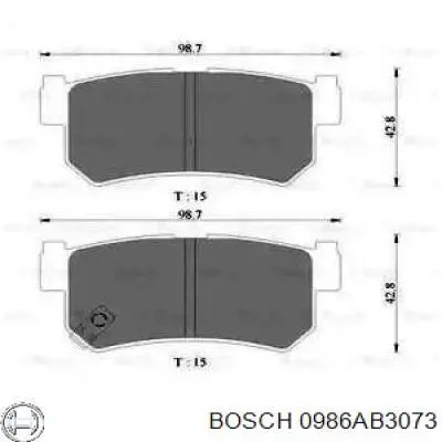 0986AB3073 Bosch колодки тормозные задние дисковые
