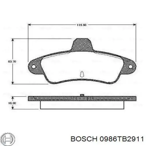 0986TB2911 Bosch колодки тормозные задние дисковые