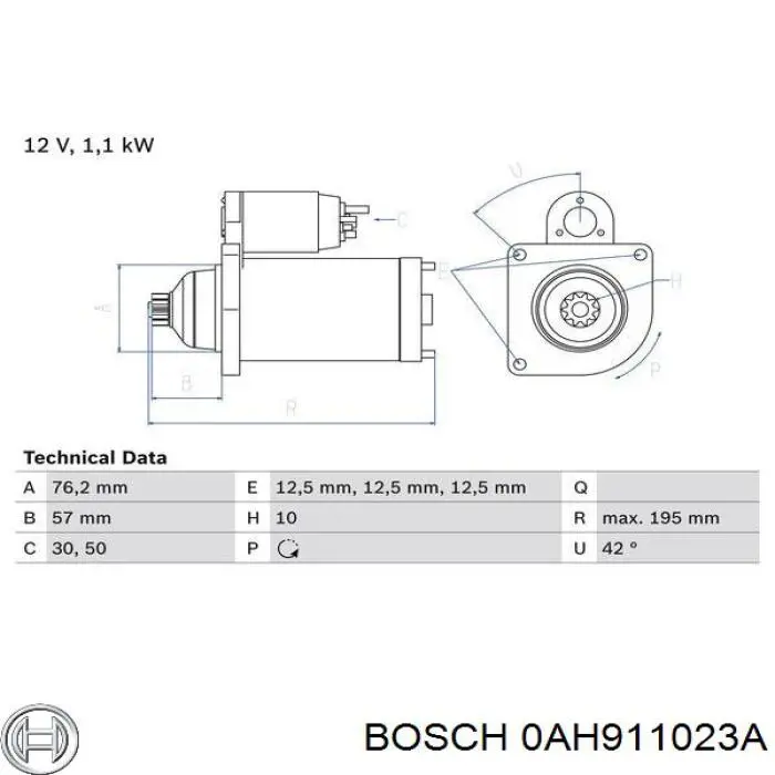 Стартер 0AH911023A Bosch