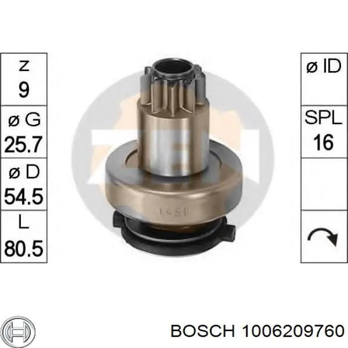 1006209760 Bosch бендикс стартера