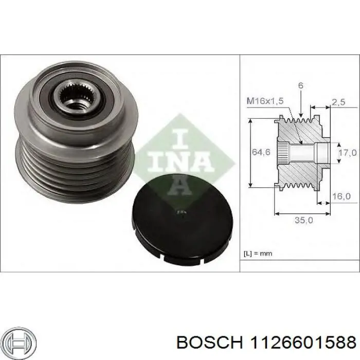 Шкив генератора 1126601588 Bosch