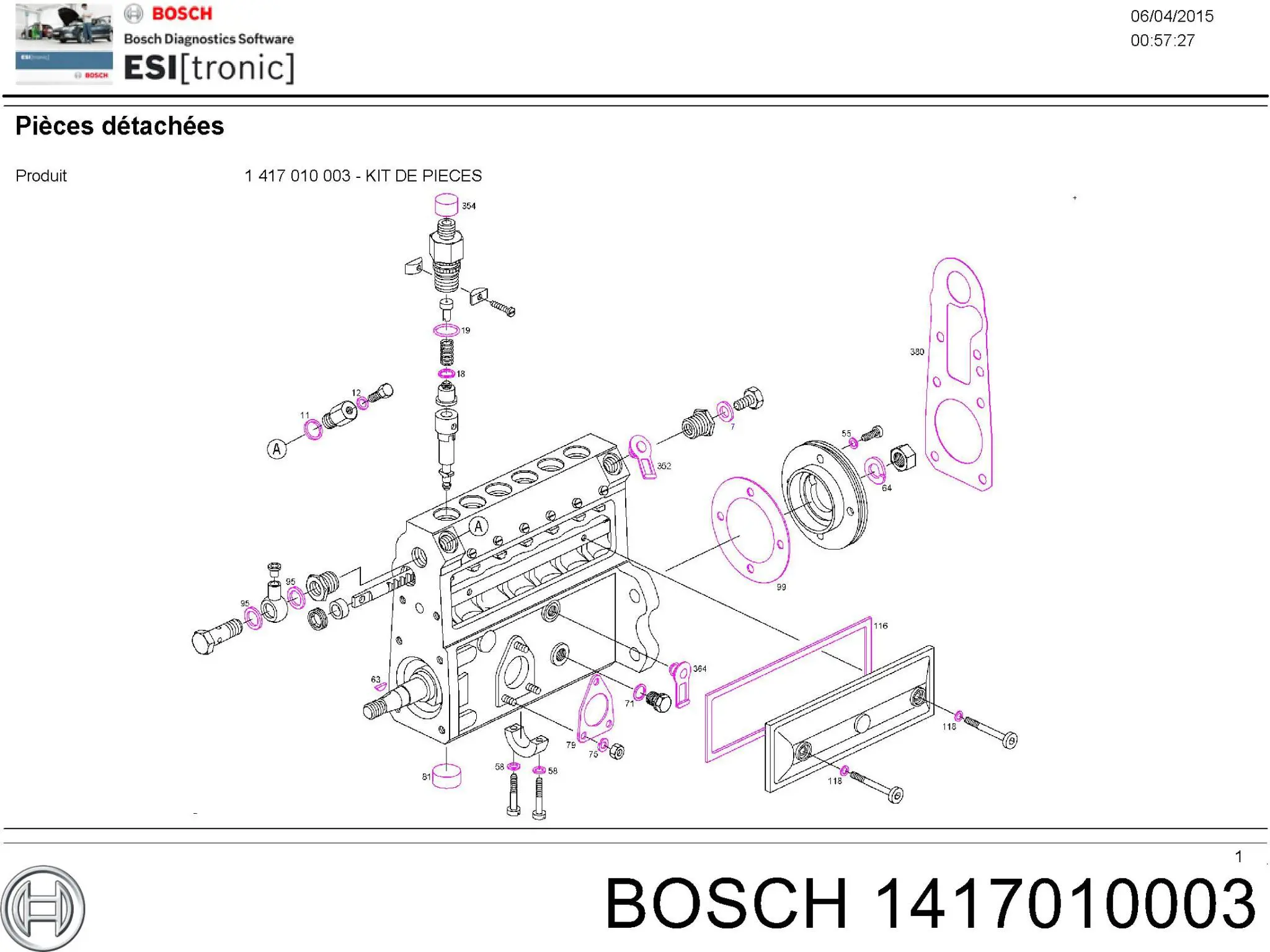 Ремкомплект ТНВД Bosch 1417010003 цена, от 18.92 USD
