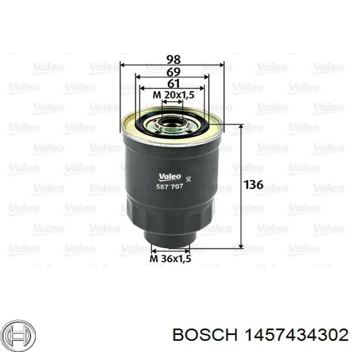 1457434302 Bosch Фильтр топлива