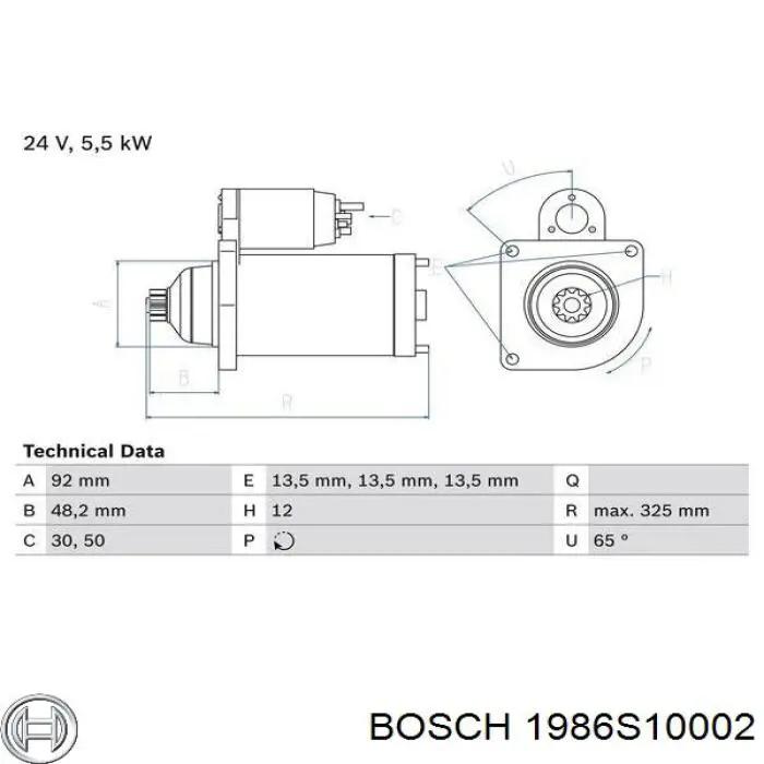 Стартер 1986S10002 Bosch