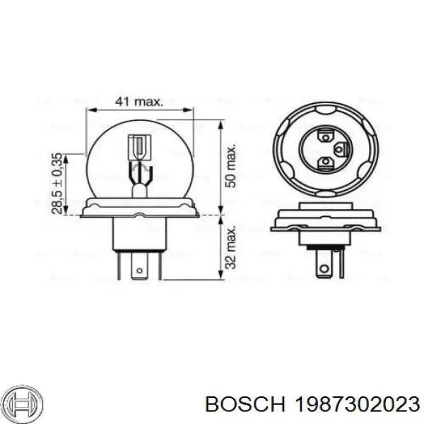 Галогенная автолампа Bosch R2 P45t 12V 1987302023
