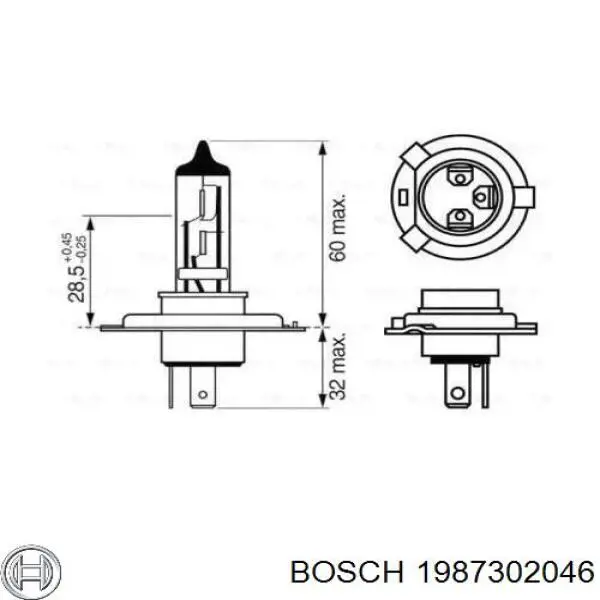 Галогенная автолампа Bosch H4 P43t 12V 1987302046