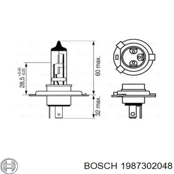 Bombilla halógena 1987302048 Bosch