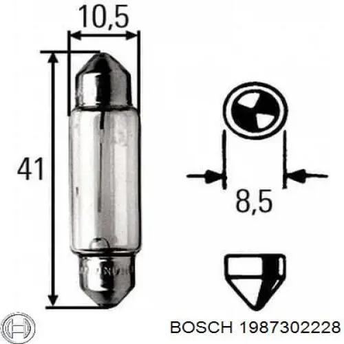 Лампочка плафону освітлення салону/кабіни 1987302228 Bosch