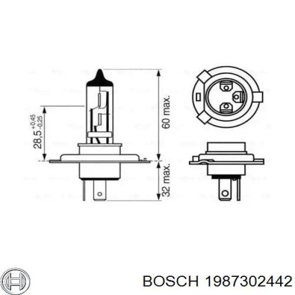 Галогенная автолампа Bosch H4 P43t 24V 1987302442