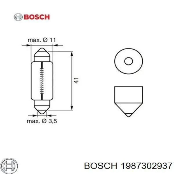 1 987 302 937 Bosch лампочка плафона освещения салона/кабины