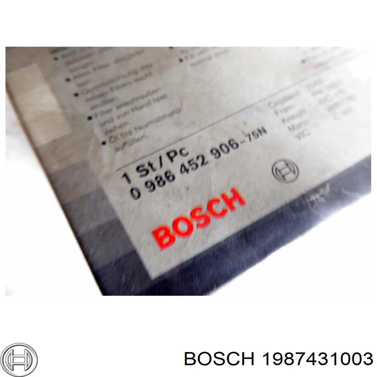 Фильтр салона 1987431003 Bosch