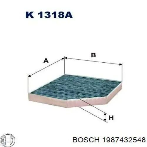 Фильтр воздушный отопителя Bosch 1987432548 цена, от 26.33 USD