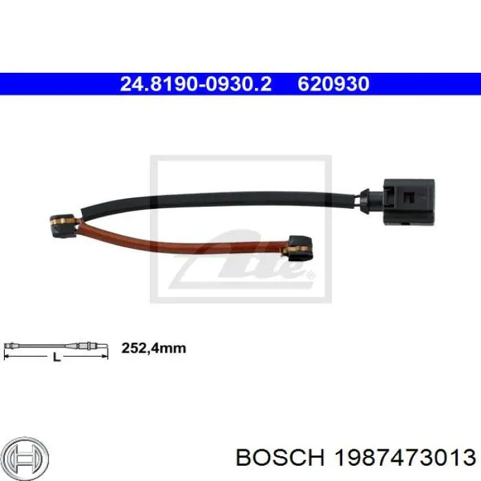 Задний датчик износа тормозных колодок Bosch 1987473013