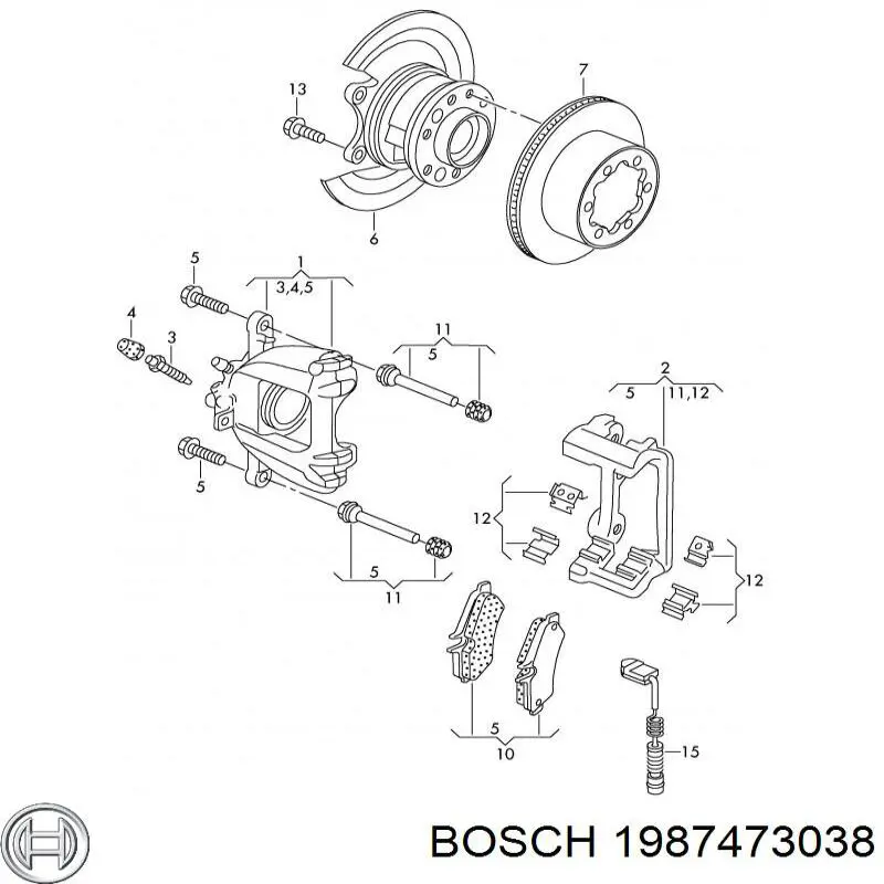 Датчик зносу гальмівних колодок, задній 1987473038 Bosch