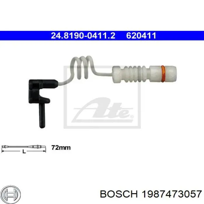 Задний датчик износа тормозных колодок Bosch 1987473057