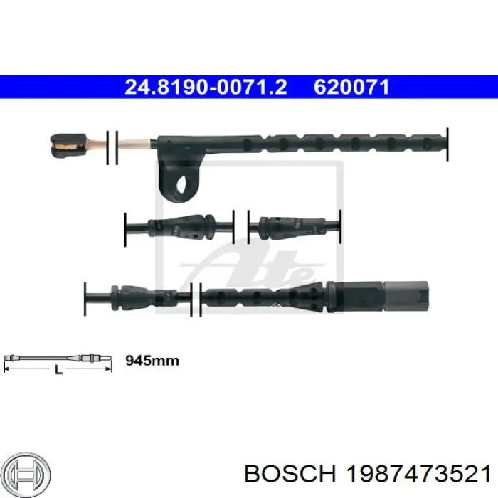 Датчик износа тормозных колодок передний левый Bosch 1987473521