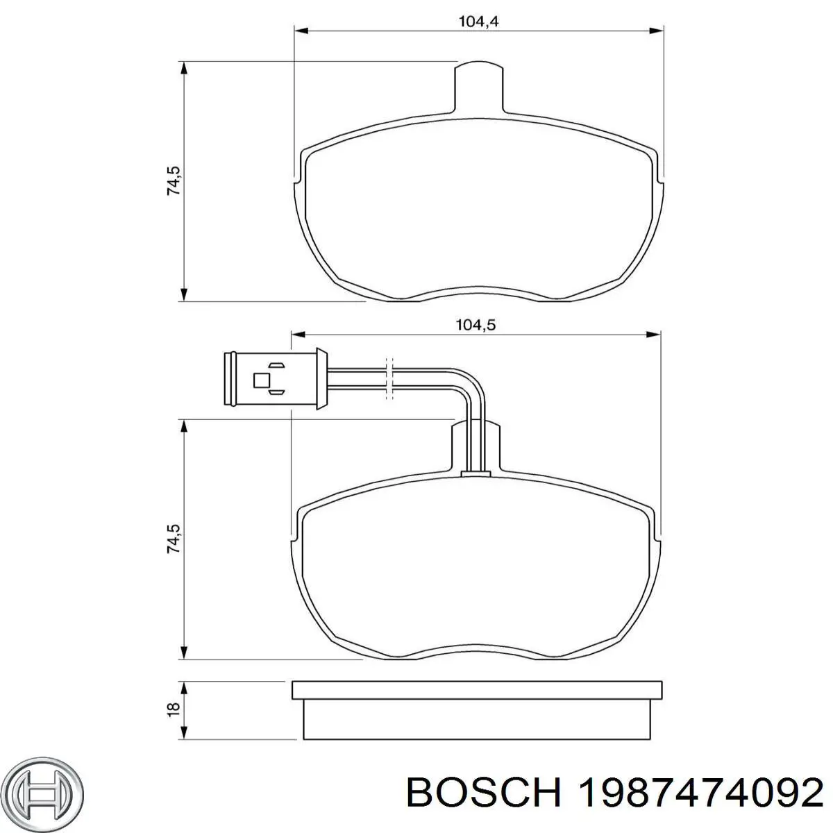 Ремкомплект тормозных колодок Bosch 1987474092 цена, от 3.40 USD