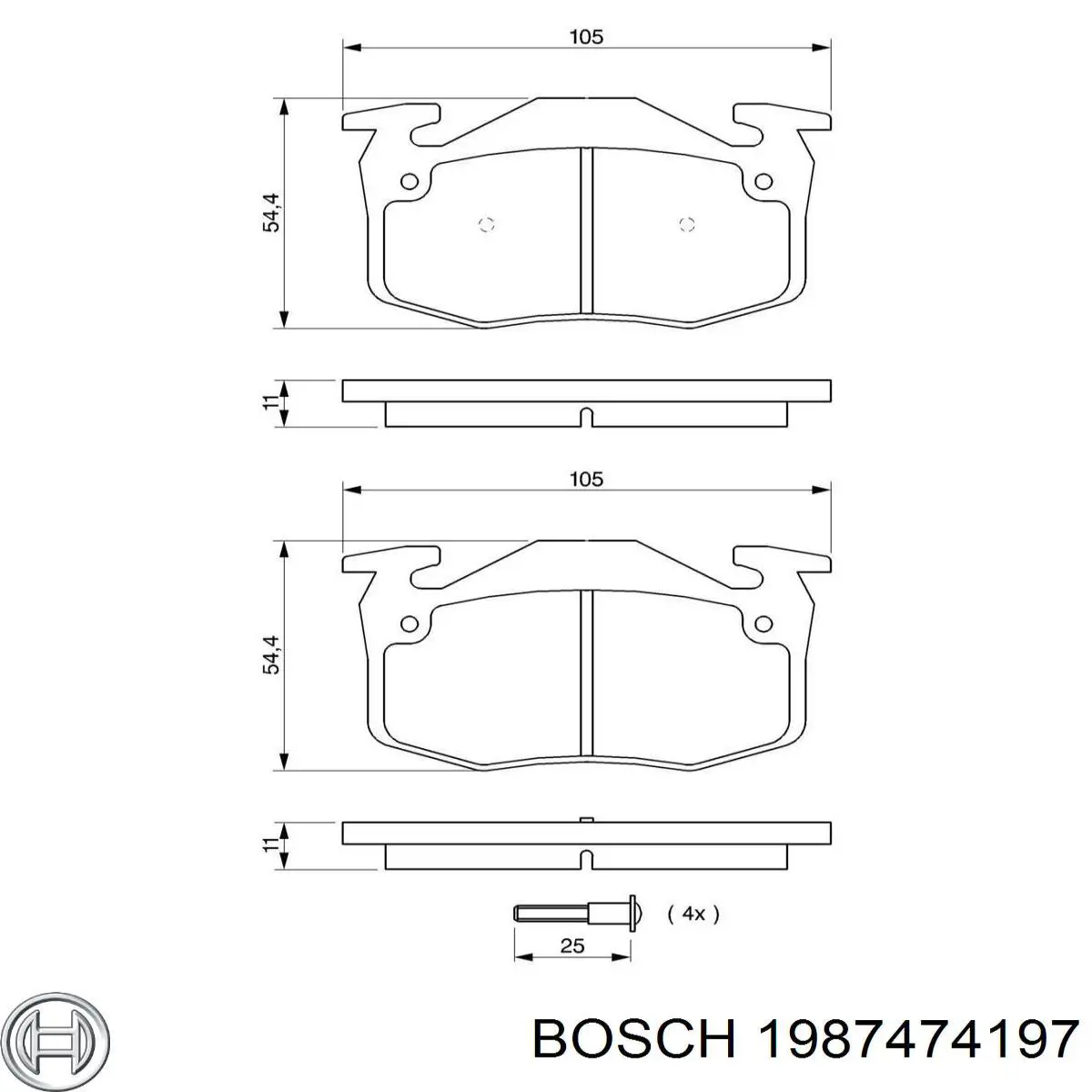 Ремкомплект тормозных колодок Bosch 1987474197 цена, от 6.74 USD