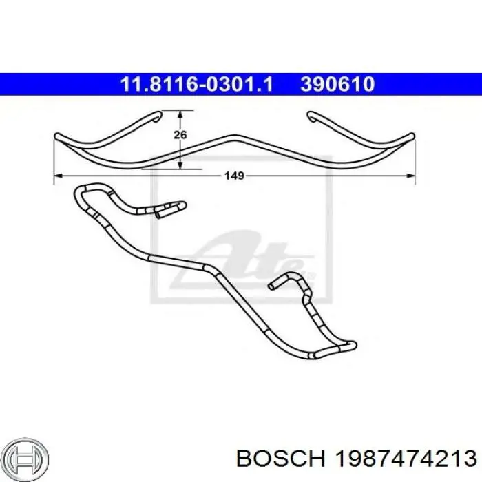 Купить 1987474213 Bosch Комплект пружинок крепления дисковых колодок задних