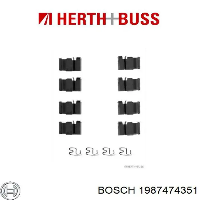 Комплект пружинок крепления задних дисковых колодок Bosch 1987474351