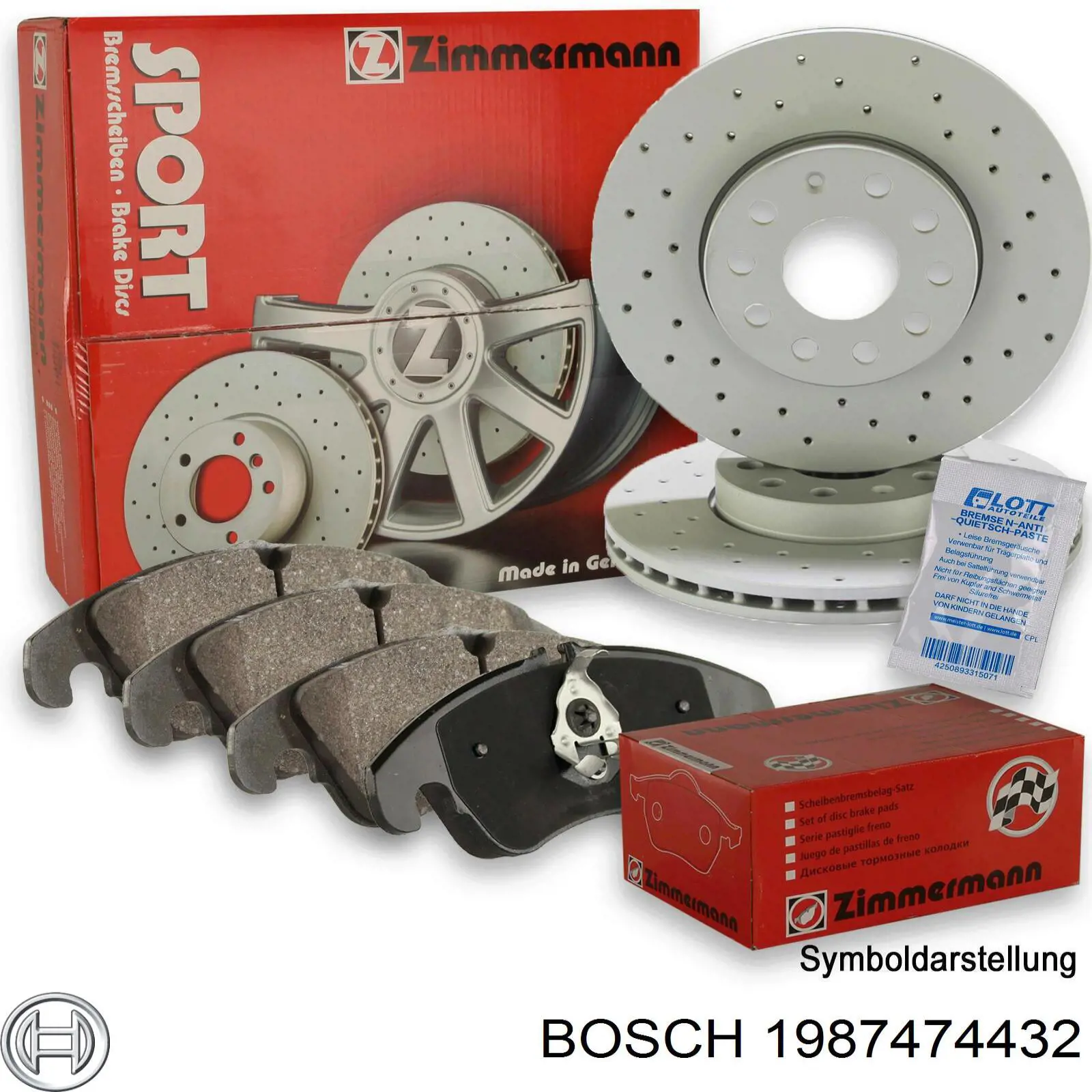 1987474432 Bosch Комплект пружинок крепления дисковых передних колодок